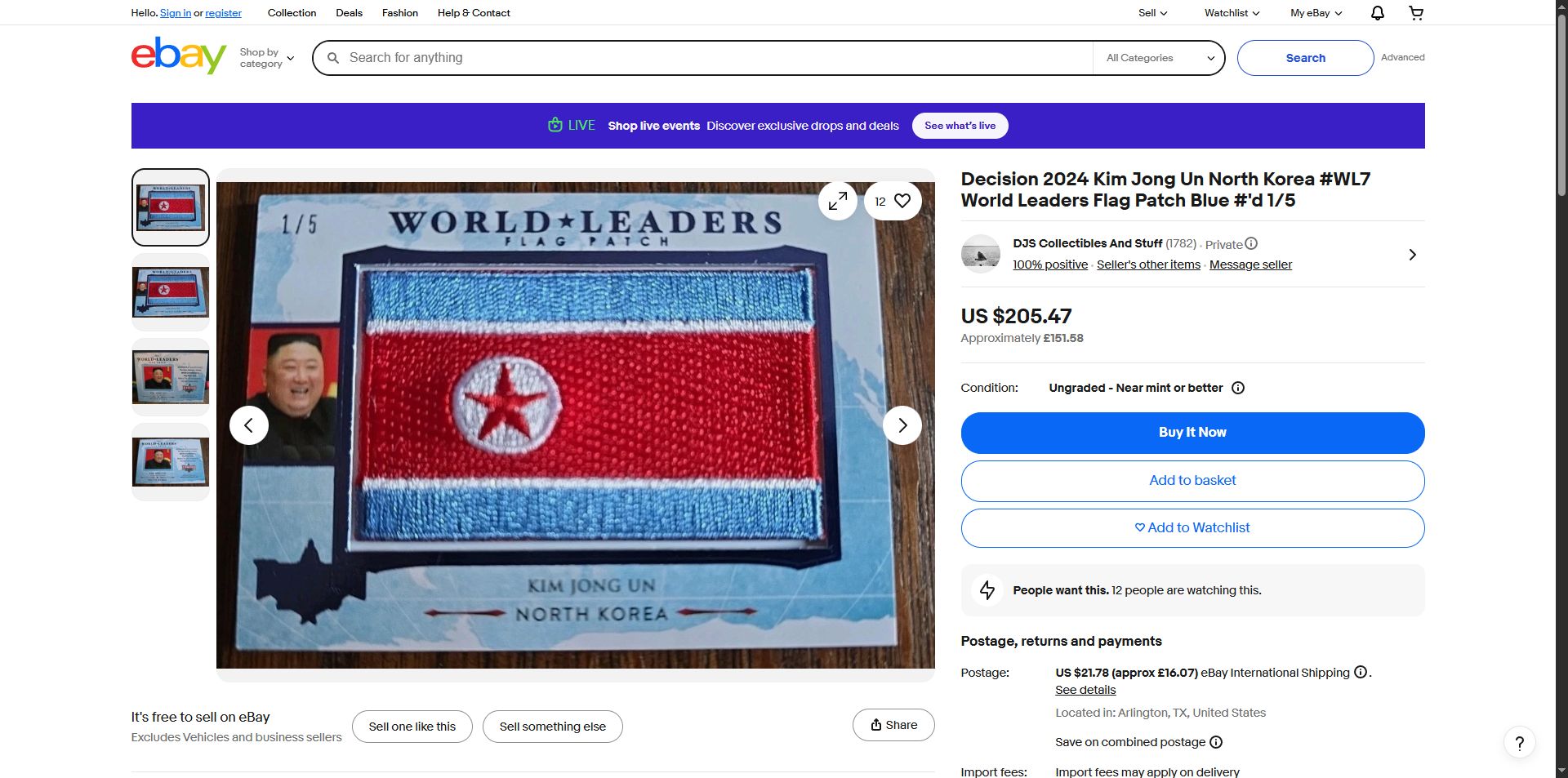 eBay listing for Kim Jong Un — Blue Parallel /5