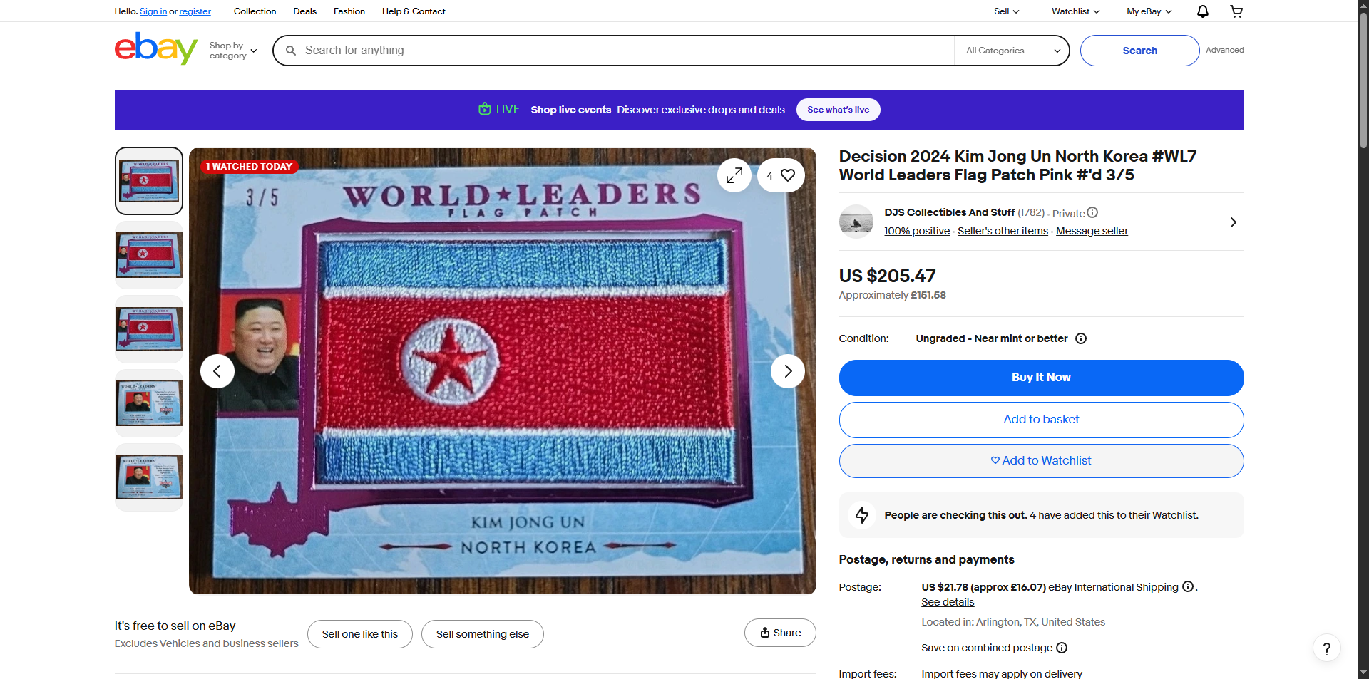 eBay listing for Kim Jong Un — Pink Parallel /5
